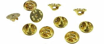 20 Brass Coloured Metal Replacement Pin badge Backs With Butterfly Clasp Fitting