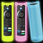 WEVOVE 3 Packs Fire Stick Remote Cover Glow in The Dark, Fire Stick Cover for Alexa Voice Remote 4k/4k Max/Lite(3rd Gen) 2021 Release, Anti Slip Protective Sleeve Case with Lanyard