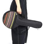 4 String Banjo Bag, 63.5 x 26.5 x 7.5cm / 25 x 10.4 x 3in Banjo Organizer Banjo Bag 4 String Banjo Bag Gig Ethnic Style Cotton Banjo Case with Adjustable Straps Instrument Accessory