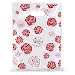 Belle Vous 100 Pack Merchandise Retail Shopping Bags - 30 x 38.3cm / 11.81 x 15.08inches - Glossy Boutique Plastic Bags with Handles for Party Favour/Goody Bags, Clothes/Grocery Stores and Gift Bags