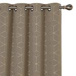 Deconovo Noise Reduction Curtains, Eyelet Curtains, Blackout Curtains, Gold Diamond Printed Thermal Insulated Curtains for Bedroom, 52 x 72 Inch(Width x Length), Taupe, One Pair