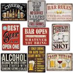 Funny Bar Signs For Home Bar Decor Bar Metal Tin Signs Vintage Man Cave Sign Bar Accessories Garage Decor For Men Pub Wall Decor Bar Decorations Bar Open Bar Rules Tin Sign 8×12 Inch (9 Pcs)