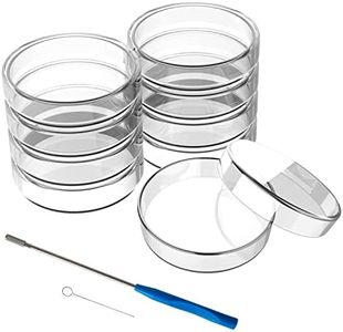 creahub 90mm Glass Petri Dishes with Lids, 10 Pcs Autoclavable Lab Petri Plates with A Inoculation Loop, Reusable Glass Culture Dishes for Agar Plates, Mushroom Cultivation and Science Project