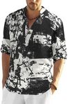 COOFANDY Men's Cotton Henley T-Shirts Long Sleeve Hippie Casual Beach T-Shirts Tie-Dye Tops