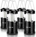Lepro LED Camping Lantern Battery Powered, Super Bright, Collapsible, IPX4 Water Resistant, Outdoor Portable Lights for Emergency, Hurricane, Storms, Outages, 4 Packs