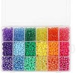 Kurtzy Rainbow Pony Beads with Storage Case (2300 Beads) - Different Coloured 6mm Barrel Beads - Bead Set for Jewellery Making, Bracelets, Necklaces, Key Chains, Beading, Crafts & Homemade Gifts