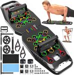 BBTOPS Push UP Board, Pilates Bar & 20 Fitness Accessories with Resistance Bands Ab Roller Wheel, 25 in 1 Foldable Push up Bar at Home Gym, Workout Exercise Equipment for Man and Women-Blackgray