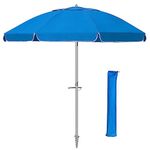 OKSTENCK 7.2ft Portable Folded Beach Umbrella with Push Button Tilt Sand Anchor and Carry Bag for Outdoor Beach Pool Patio Garden, Blue