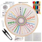 Embroiderymaterial Art Embroidery Starter Kit 15 Stitches Explained with Pictures & Written Tutorial Best Hoop Art Kit for Beginners All Materials Included Multicolor(Cotton)
