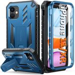 FNTCASE for iPhone 11 Phone Case: for iPhone XR case with Kickstand Shockproof Military Grade Protective Cover - Dual Layer Full Protection Matte Textured Drop Proof - 6.1 Inch Blue