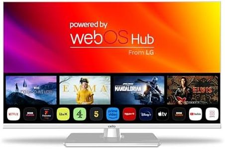 Cello White 12 Volt 32 inch Traveller Smart TV, 3 Years Warranty, Made in UK Ultrafast WebOS, Freeview Play, FreeSat, Bluetooth, Netflix, Apple TV, BBC. TV for Campervans, Motorhomes, HGVS