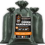 Woven Polypropylene Sand Bags for Flooding, Gravel - 14" x 26" Sacks 50 lb Weight Limit, Military Grade Reusable Refillable Sand Bag for Hurricane Flood Protection, Empty Sandbags, Green, Bundle of 20