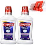 Colgate Phos-Flur Anti-Cavity Fluoride Rinse, Gushing Grape 500ml (Pack of 2) + Free Mobile Holder