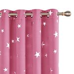 Deconovo Stars Foil Printed Thermal Insulated Curtains Eyelet Blackout Curtains for Livingroom 46 x 72 Inch Pink 1 Pair