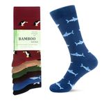 WeciBor Men's Bamboo Socks Breathable Soft Casual Socks, 6 Pack Multicolor Animal, Size 8-12