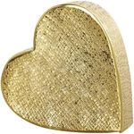 Deco 79 Aluminum Metal Heart Decorative Sculpture Slanted Home Decor Statue with Cube Textured Exterior, Accent Figurine 9" x 3" x 9", Gold