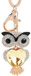 Reizteko Cute Owl Big Gem Stone Keyring Rhinestone Alloy Keychain Women Car Bag Pendant Decor (Champagne owl)