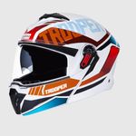 STUDDS Trooper DV D1 ISI and DOT Certified Gloss Finish Flip-up Full Face Helmet for Men and Women with Inner Sun Visor (White N2 L)