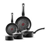 Tower T700304 SmartStart Classic 5 Piece Cookware Set with Easy Clean Aeroglide Non-Stick Coating, Oven Safe, Long Lasting, PFOA Free, Black