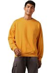 NOBERO Men's Cotton Blend Crew Neck Sweatshirt (1M-TWSS-R0005_Mustard Yellow