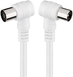 Goobay 11521 Cavetto Coax Antenna ad Angolo Coassiale (<70 dB), Schermatura Doppia, Bianco, 2.5 m Lunghezza del Cavo