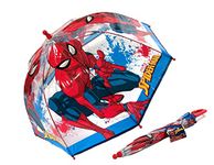 TDL Marvel Spider-Man Kids Transparent Dome Umbrella Brolly School Travel Gift