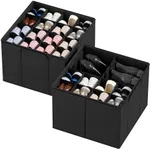 SpaceAid Shoe Organizer for Closet, 2 Pack Foldable Shoe Storage Containers Baskets Boxes Bins w/Adjustable Dividers, Fits 16-32 Pairs, Black