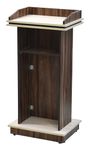 SamDecors Engineered Wood Stage Podium Lectern Presentation Stand for Conference, Meetings, Events (only Podium, no External mic Included) (Two-Tone, Walnut-White), 123 Cm, 61 Cm