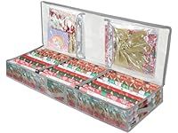 BALEINE Christmas Wrapping Paper Storage Organizer, 40" Durable PE Gift Wrap Storage Bag with Flexible Partitions and Pockets for Fits Ribbon, Ornaments, Holiday Accessories (Transparent)