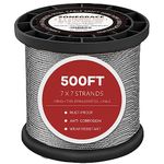 500FT 1/8 Stainless Steel Cable for Deck Cable Railing System,Premium T316 Aircraft Cable Kits,7x7 Strands Construction Braided Stainless Wire,1/8 inch Wire Rope Cable,DIY Balustrades