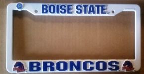 Boise State Broncos White Plastic License Plate Tag Frame Cover University of