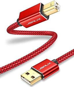 JSAUX Printer Cable, 10ft USB 2.0 Type A Male to B Male Printer Scanner Cord High Speed Compatible with HP, Canon, Dell, Epson, Lexmark, Xerox, Samsung and More (Red)