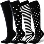 LEVSOX Viscose for Bamboo Compression Socks for Women&Men 20-30 mmHg Knee High Cute Support Socks for Nurses Pregnacy Travel, 4 Pair-mix4, Medium