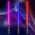 SLJLTOYZ 3 Pack Light Up Sword,3 in 1 Colors Changing with LED Swords,FX Sound(Motion Sensitive) and Telescopic Handle for Kid，Telescopic Light Sword for Kids Dress Up Parties,Party Gift