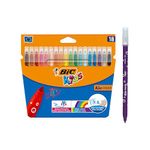 BIC Kids Kid Couleur Felt Tip Colouring Pens - Assorted Colours, Water-Based, Cardboard Wallet of 18