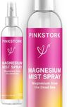 Pink Stork Magnesium Spray Mist - Pure Magnesium Chloride for Morning Sickness, Calm, Stress, & Sleep - Fast-Absorbing, Pregnancy Must Haves, 200 mg per 6 Sprays, 4 oz Unscented