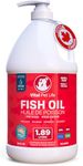 Fish Oil for Dogs 1.89 L - Healthy Skin & Coat, Salmon, Pollock, All Natural Supplement for Pets, Itching Scratching Allergy & Inflammation Defense, Omega 3 EPA DHA, Brain & Heart Health