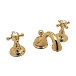 ROHL A1408XMIB-2 Country Bath Low Lead Widespread Bathroom Faucet with Pop-Up Drain and Metal Cross Handles, Inca Brass