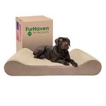 Furhaven Pet Dog Bed | Memory Foam Micro Velvet Ergonomic Luxe Lounger Cradle Mattress Contour Pet Bed w/ Removable Cover for Dogs & Cats, Clay, Giant