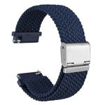 WOCCI 20mm Braided Nylon Watch Strap for Men and Women, Quick Release, Silver Stainless Steel Buckle (Blue)