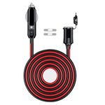 12V/24V 16AWG Heavy Duty Cigarette Lighter Extension Cable 13FT, 156W/15A Male Plug to Female Socket Adapter Extension Cord with LED Lights (Built-in 15A Fuse & 2 * 15A Spare Fuse)