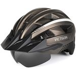 Victgoal Bike Helmet for Men Women with Led Light Detachable Magnetic Goggles Visor Mountain & Road Bicycle Helmets Adjustable Size Adult Cycling Helmets (L: 22.4-24 inch (57-61 cm), Ti)