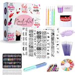 Royalkart Nail Art Kit for Women Proffesional, 48 pc Glitter Rihnestones French Nail Stamper,15pcs Brush Set,5 dotting pen,Stripping Tape,Nail Buffer,Fingertip Guide,Fimo Claywheel,Gift Combo