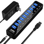 atolla Powered USB Hub 3.0 with 10-Port USB 3.0 Data Port, USB hub with Individual On/Off Switches and 12V /2.5A Power Adapter USB Extension for MacBook, Mac Pro/Mini，iMac and More.