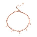 PAVOI 14K Gold Plated Layering Charm Bracelet for Women | Rose Gold Plated Chain Bracelet with 2x3mm Cubic Zirconia | Special Gold Jewelry for Women