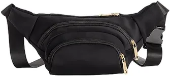 Zodaca Black Extra Large Fanny Pack, Plus Size Crossbody Bag with Adjustable Belt Straps, Fits 34-60 Inch Waist (Expands to 5XL)