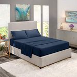 Clara Clark Premier 1800 Series 4pc Bed Sheet Set - King, Navy Blue, Hypoallergenic, Deep Pocket