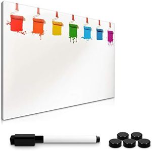 Navaris Magnetic Whiteboard Memo Board - 40 x 60 cm Writable Dry Erase Notice Message Board for Wall with Magnets and Marker - Coloured Paint