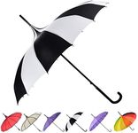 Umbrella Retro Pagoda Umbrella Parasol Umbrella Sun Umbrella UV Protection Umbrella Retro with Hook Handle (White & Black)2