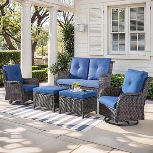 Pugire Outdoor Patio Furniture Set with 4-Inch Thick Cushions